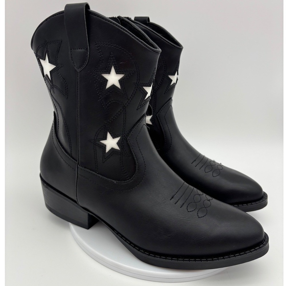 NEW WOMEN'S COWBOY BOOT Western Black Star Festival Cowgirl Ankle Pointed Boho6 - Picture 4 of 10